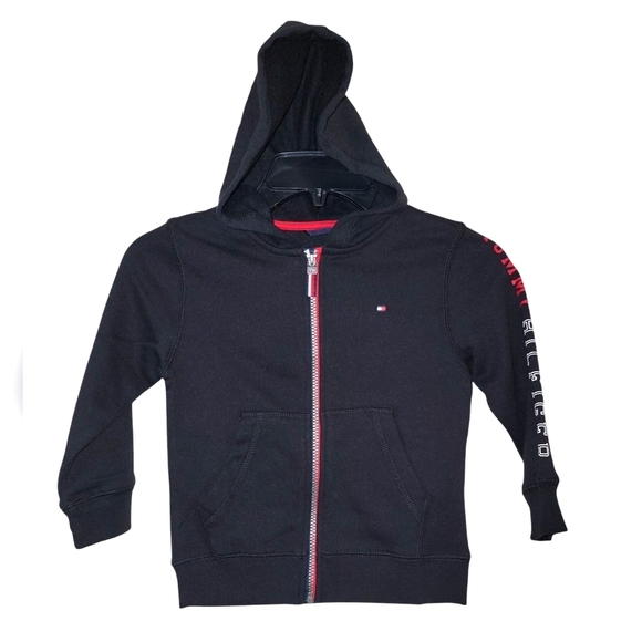 Tommy Hilfiger size 4 Black and Red Full-Zip Hoodie with Long Sleeves - Picture 1 of 7
